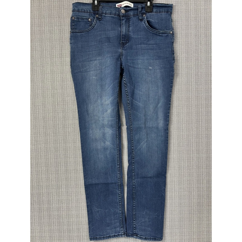 Levi's 512‎ Slim Taper Jeans Boys 16 Blue Denim Cotton Stretch Medium Wash Logo